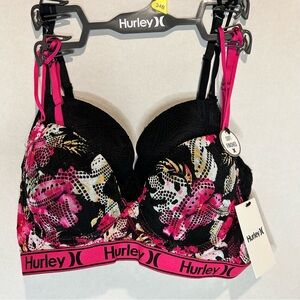 Hurley Vibrant Black and Pink Bra